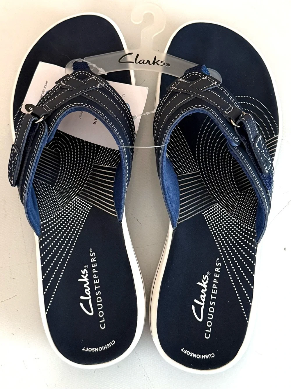 CLARKS CLOUDSTEPPERS BREEZE PIPER SLIDE SANDALS WOMEN'S SIZE 8 NAVY NWT